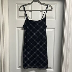 Divided Monochrome Plaid Dress